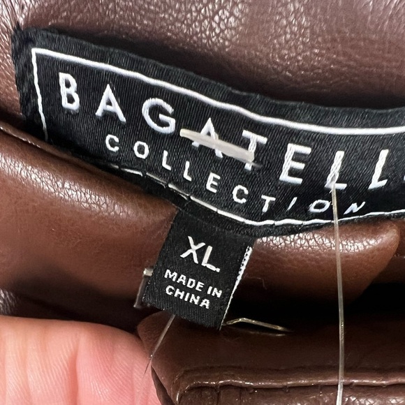 156. Bagatelle Women’s Faux Leather Pants Cropped Kick Flare, Cognac Women’s XL - Picture 4 of 5